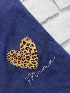 Mama Leopard Print Heart Tee