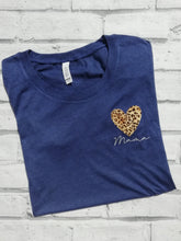 Load image into Gallery viewer, Mama Leopard Print Heart Tee